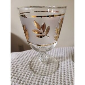Vintage Libbey Golden Foliage Water Glassware Set of 15 Frosted Gold Leaf MCM